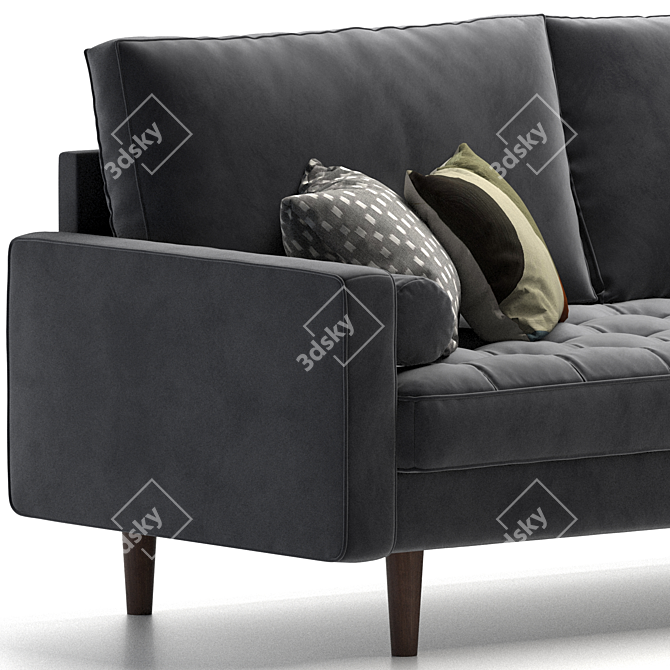 Contemporary Elegance: 72-Inch Velvet Sofa 3D model image 5