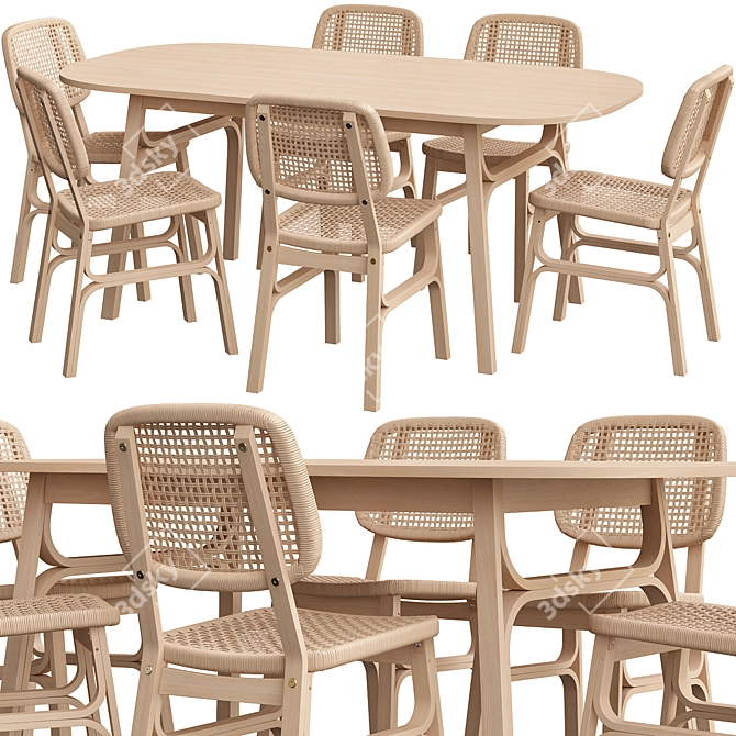 Voxlöv Bamboo Dining Set - 180x90cm 3D model image 1