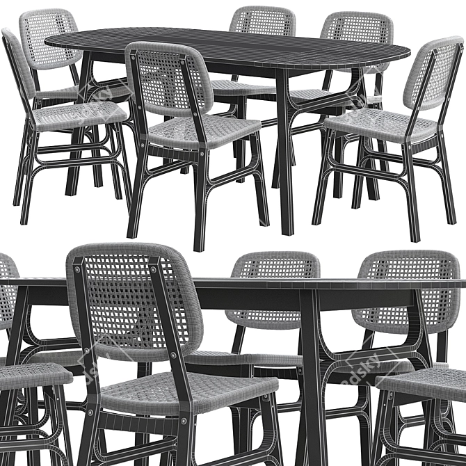 Voxlöv Bamboo Dining Set - 180x90cm 3D model image 3