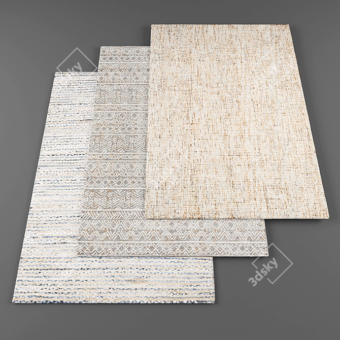 Modern High-Resolution Rugs (Set of 3) 3D model image 1