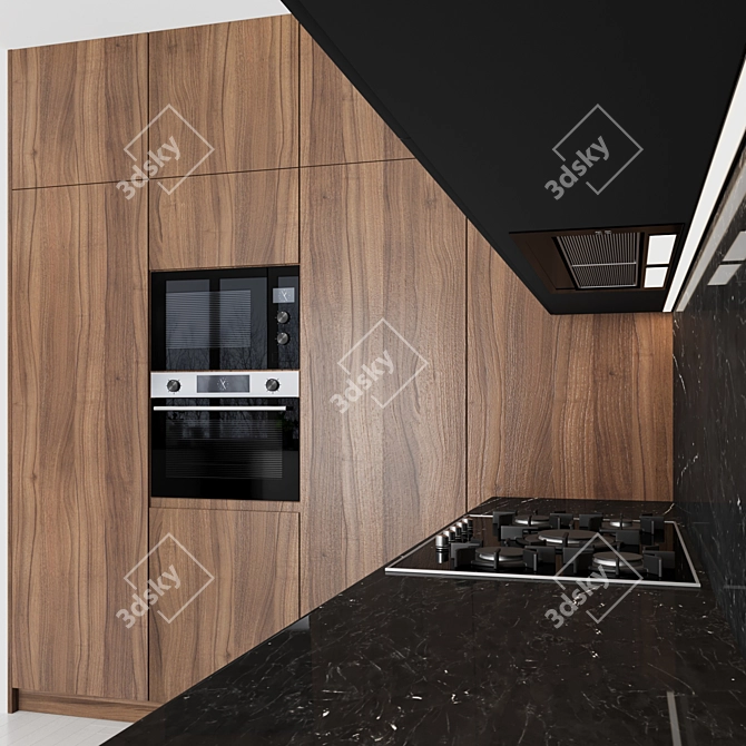 Modern Kitchen: Easy Editable, High-Quality Textures, 3D Max 3D model image 3