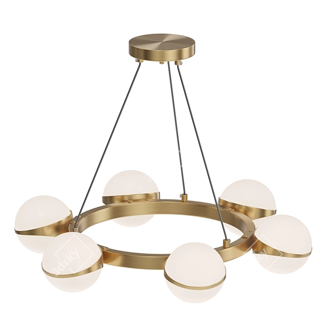 Bronze Glass Pendant Lamp 3D model image 3