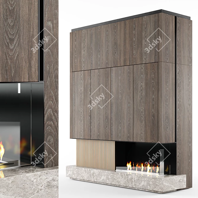 Efficient and Easy-to-Install Bioethanol Fireplace 3D model image 1