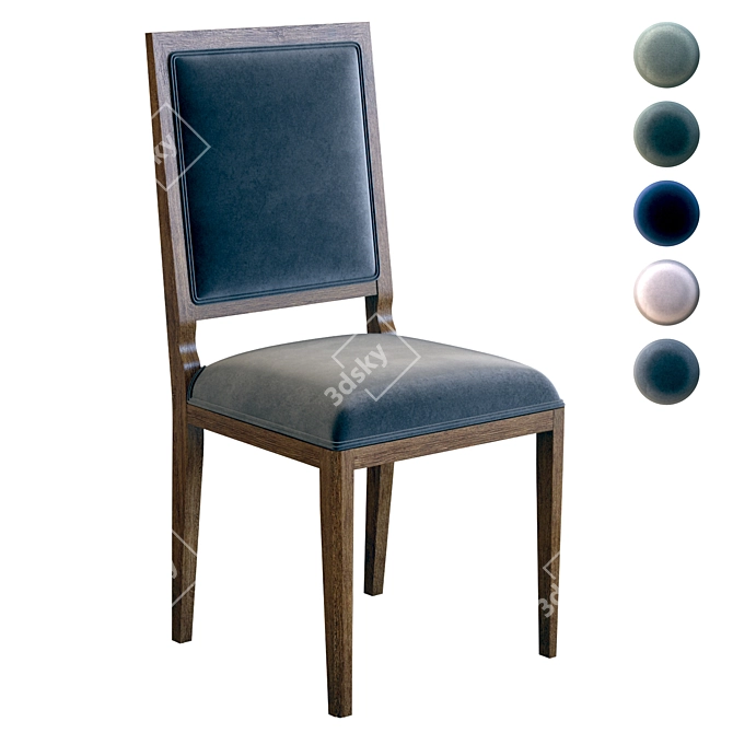 Elegant Velvet Handpainted Dining Chair 3D model image 1