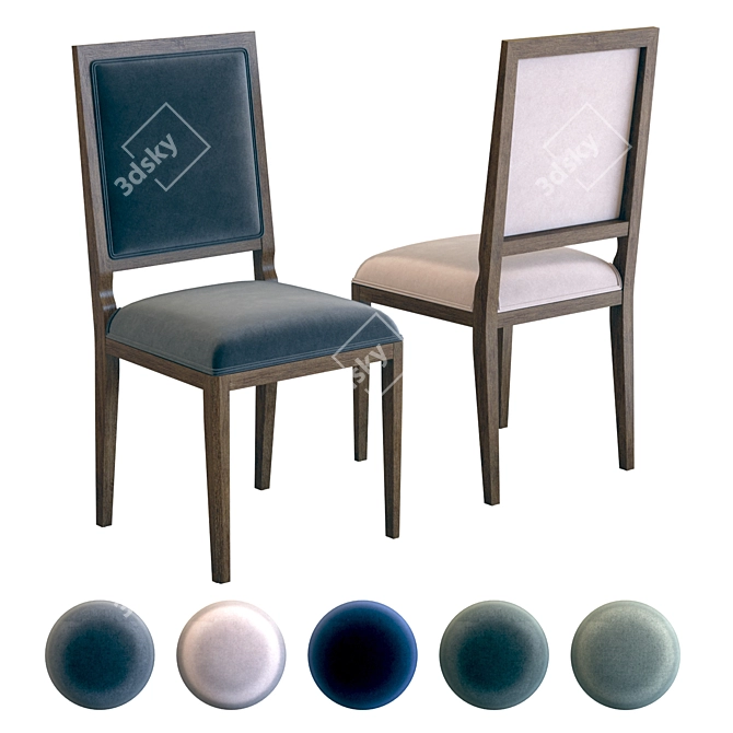 Elegant Velvet Handpainted Dining Chair 3D model image 2