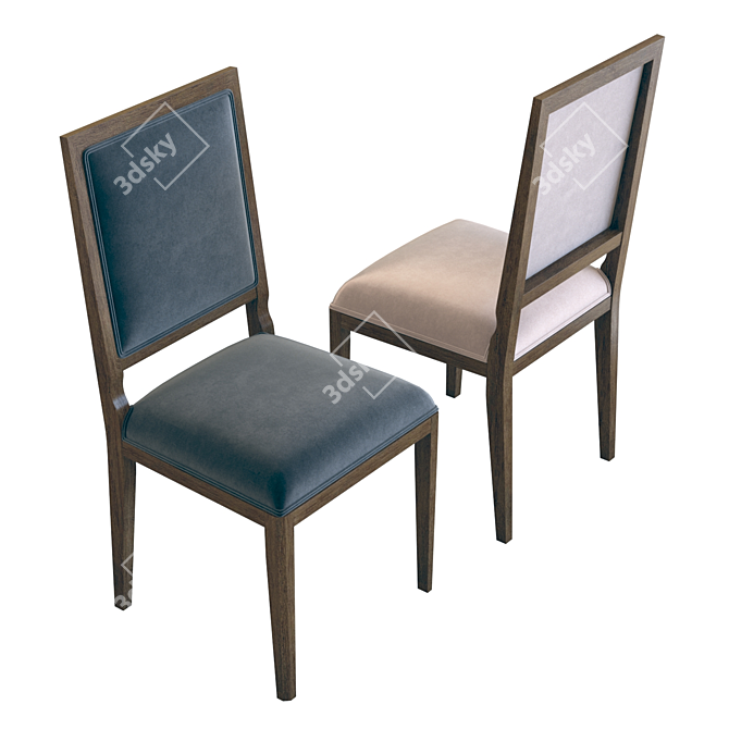 Elegant Velvet Handpainted Dining Chair 3D model image 4