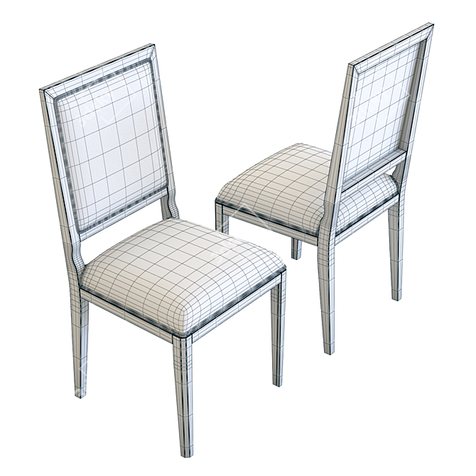 Elegant Velvet Handpainted Dining Chair 3D model image 5