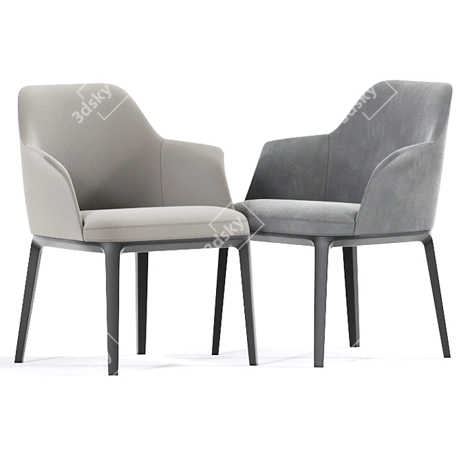 Elegant Poliform Sophie Dining Chair Set 3D model image 2