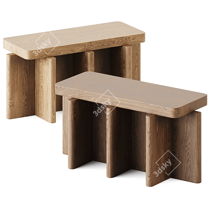 Elegant Wood Spina Side Table 3D model image 1