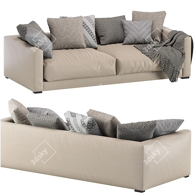 Luxurious Linteloo Mauro Leather Sofa 3D model image 4