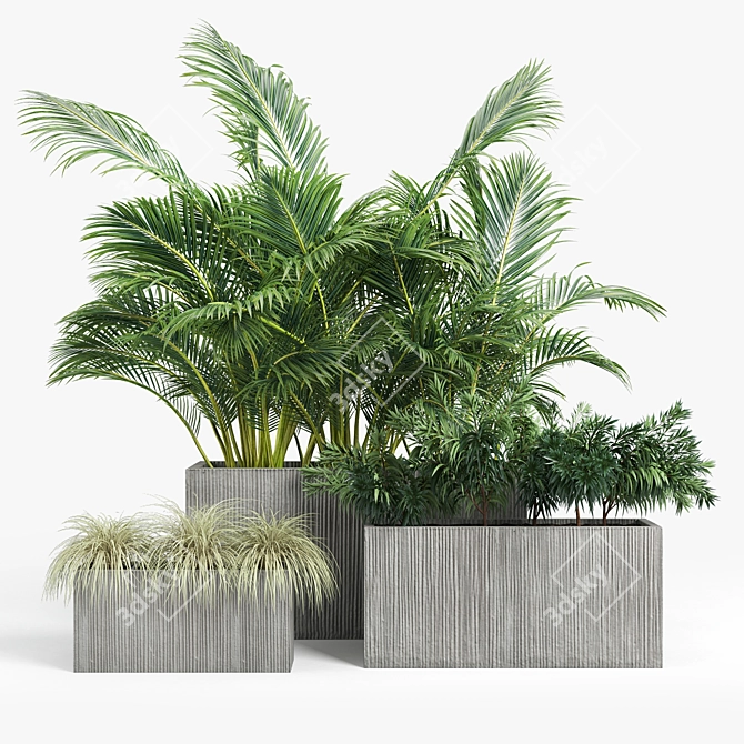 Contemporary Textured Rectangular Planter 3D model image 1