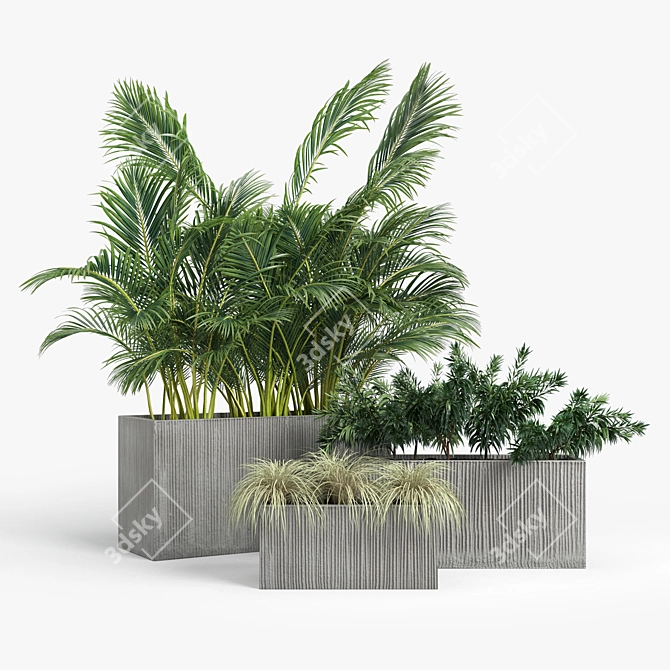 Contemporary Textured Rectangular Planter 3D model image 2