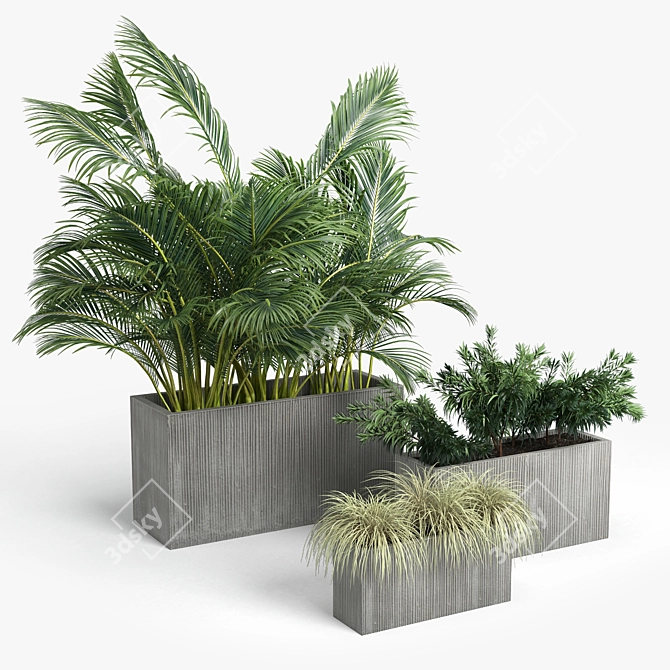 Contemporary Textured Rectangular Planter 3D model image 3