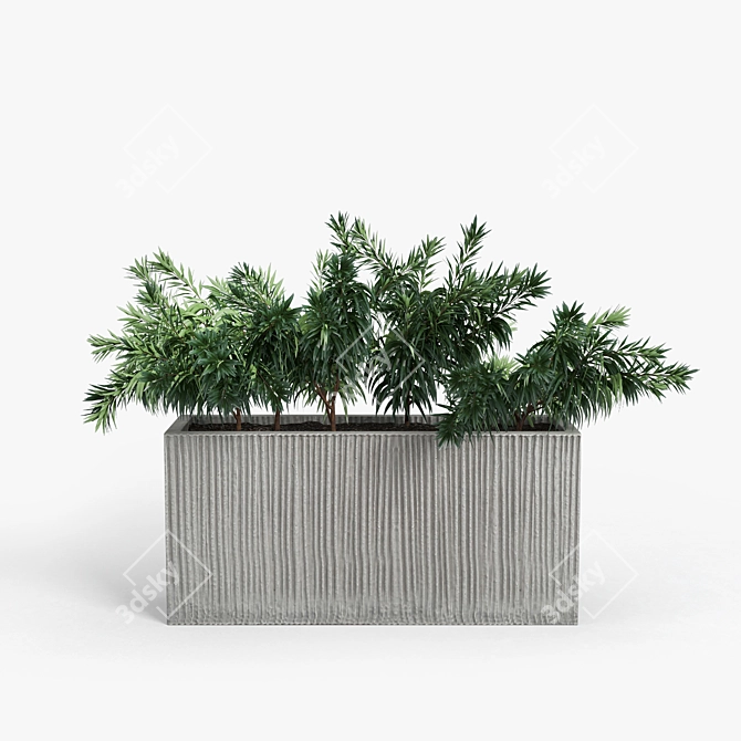 Contemporary Textured Rectangular Planter 3D model image 7