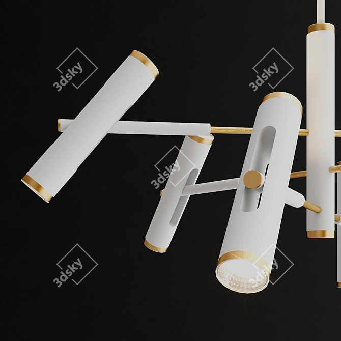 Duplex 12-Light Pendant in White with Gold Trim - Favourite 3D model image 2