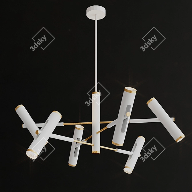 Duplex 12-Light Pendant in White with Gold Trim - Favourite 3D model image 5