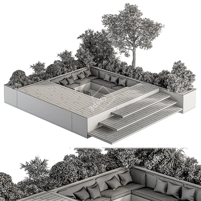 Rooftop Oasis: Landscape Furniture 3D model image 4