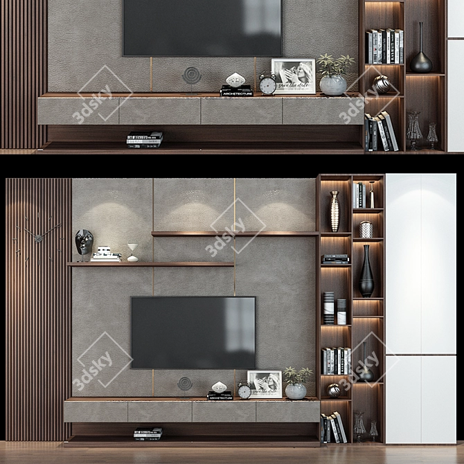 Modern TV Wall Set 209 3D model image 1