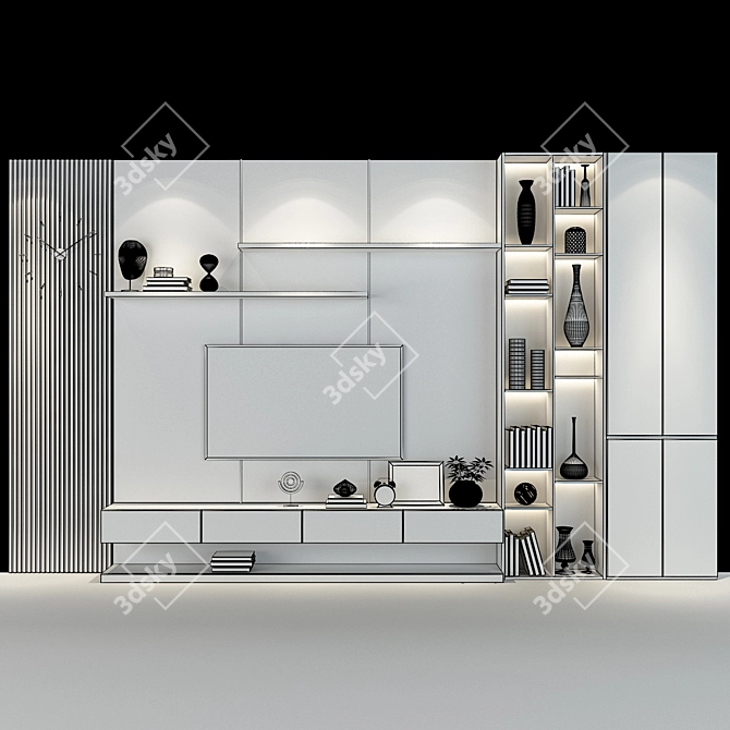 Modern TV Wall Set 209 3D model image 3