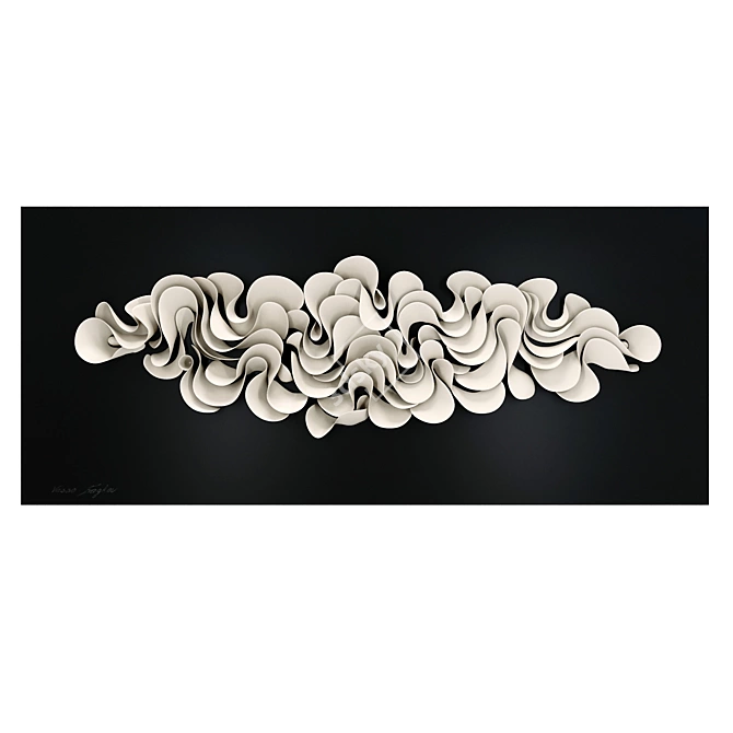 Sculptural Waves Wall Art 3D model image 1