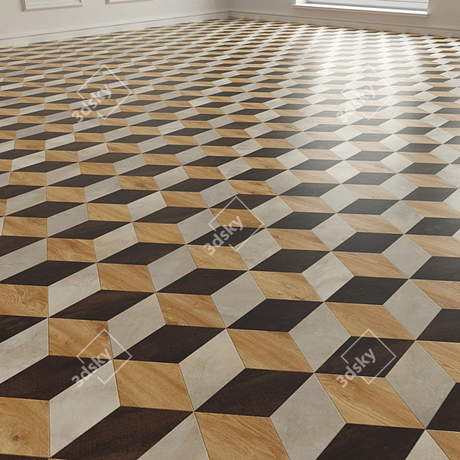 Textured Porcelain Floor Tile 3D model image 2