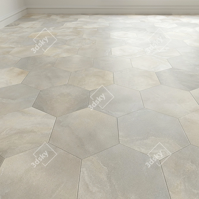 3D Porcelain Stoneware Tile: Big Hexagon Cloud Stone 3D model image 1