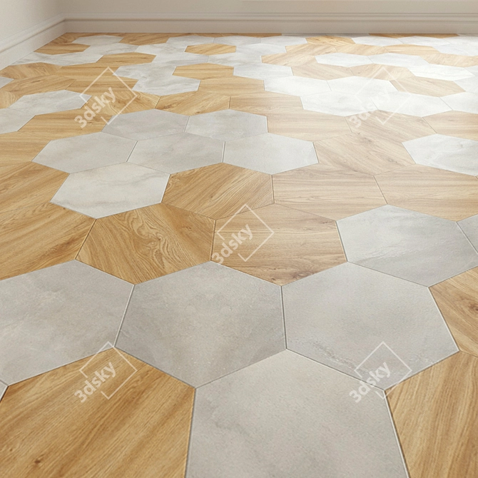 Hexagon Porcelain Tile: Sleek and Modern 3D model image 1