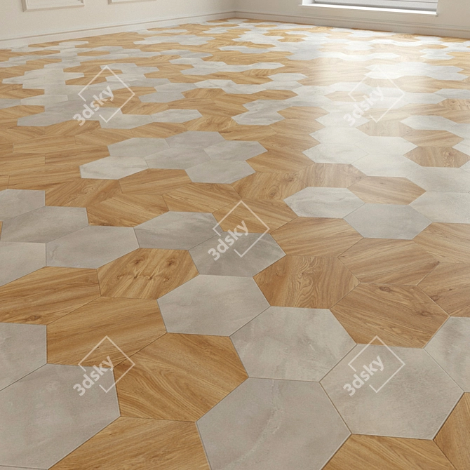 Hexagon Porcelain Tile: Sleek and Modern 3D model image 2