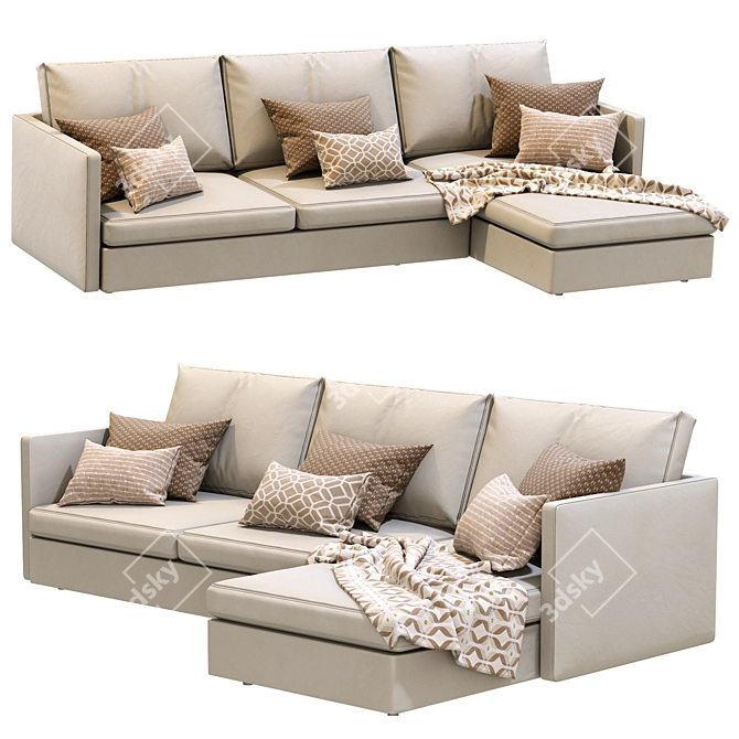 Harris Leather Chaise Sectional 3D model image 1