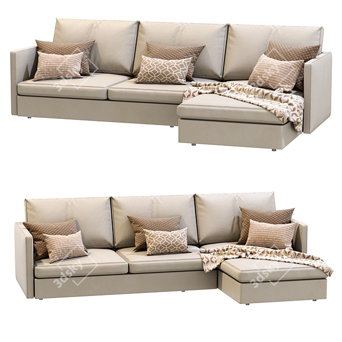 Harris Leather Chaise Sectional 3D model image 2