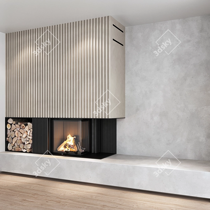 Modern Fireplace Wall Set 05 3D model image 4