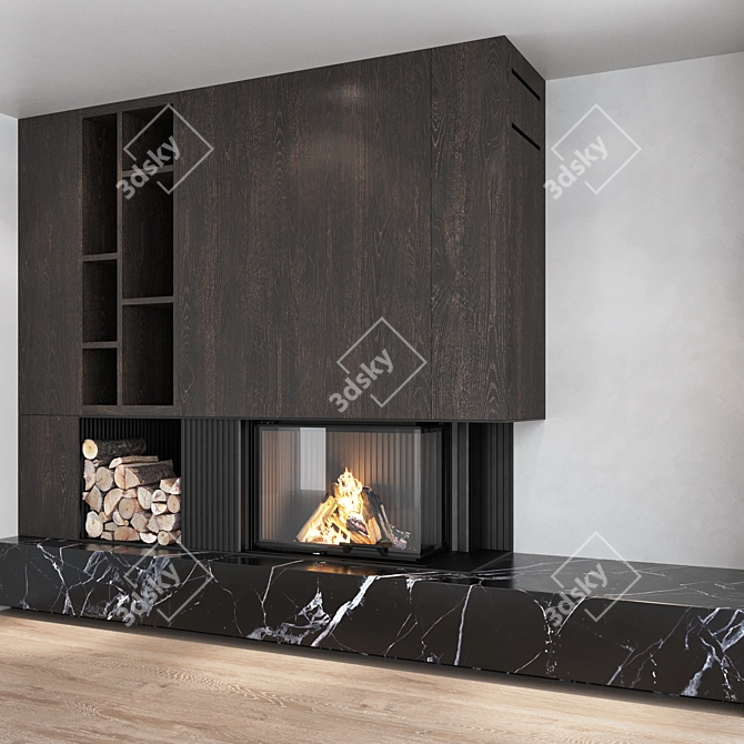 Modern Fireplace Wall Set 05 3D model image 5