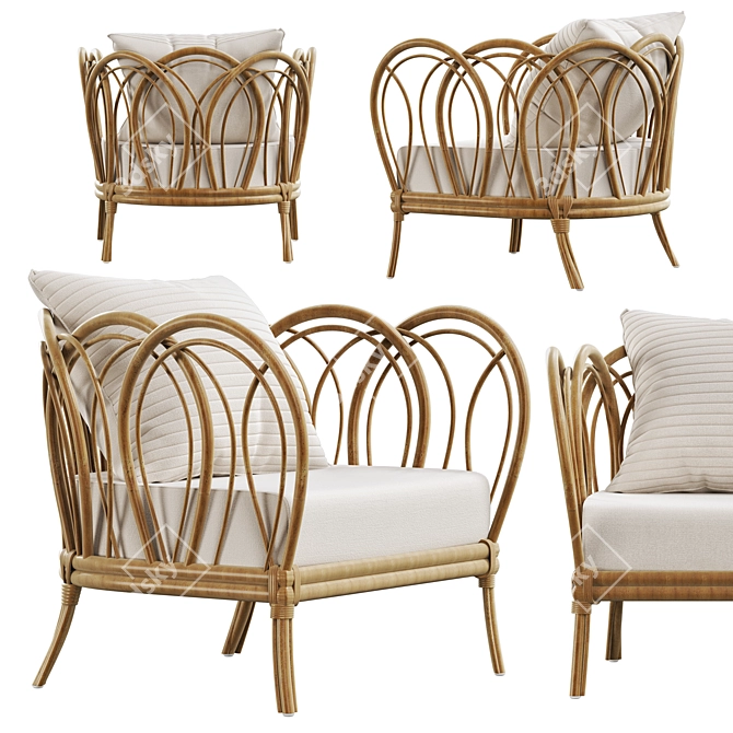 Title: Modern Rattan Melody Chair 3D model image 2