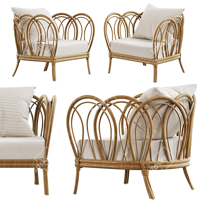 Title: Modern Rattan Melody Chair 3D model image 3