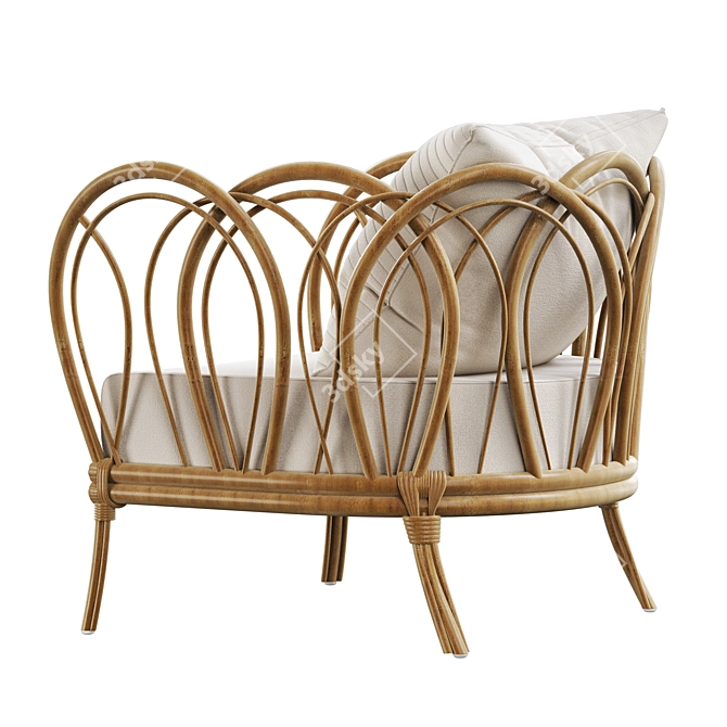 Title: Modern Rattan Melody Chair 3D model image 6