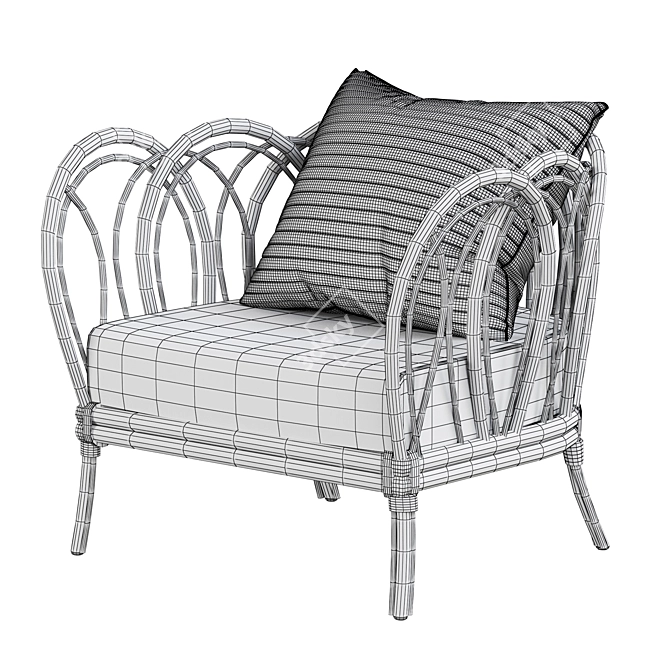 Title: Modern Rattan Melody Chair 3D model image 7