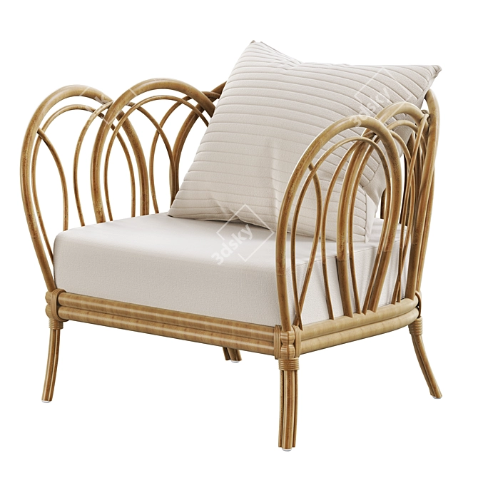 Title: Modern Rattan Melody Chair 3D model image 8