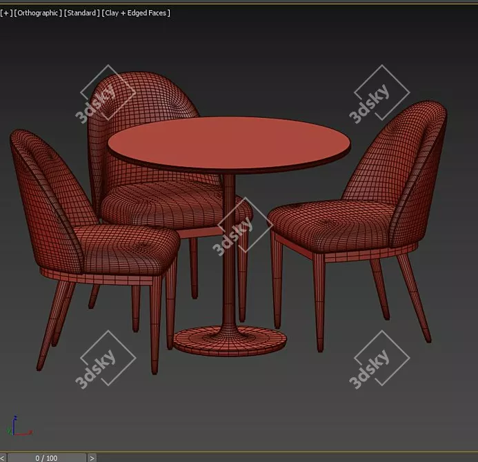 Elegant Navy Dining Chair & Marble Table 3D model image 3