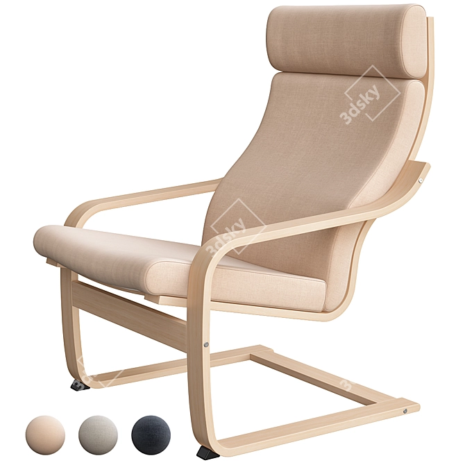 Poäng Birch Armchair: Stylish and Comfortable 3D model image 1