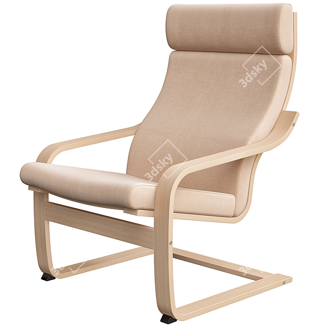 Poäng Birch Armchair: Stylish and Comfortable 3D model image 2
