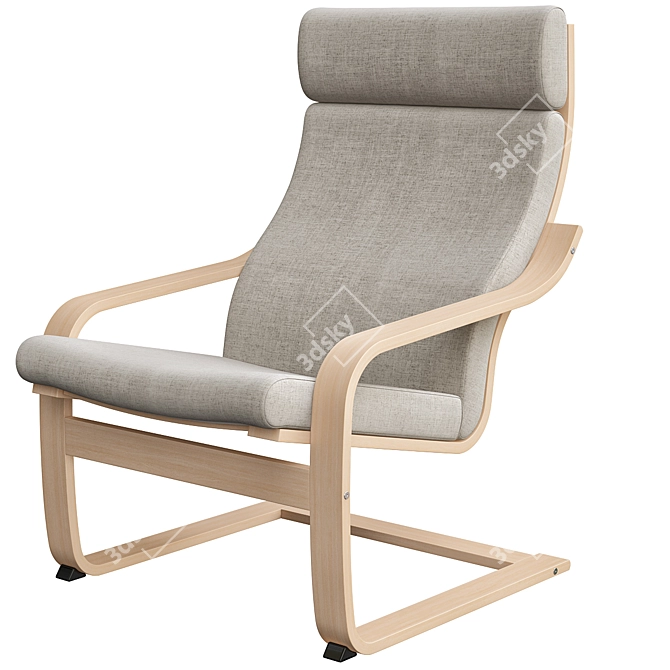 Poäng Birch Armchair: Stylish and Comfortable 3D model image 3