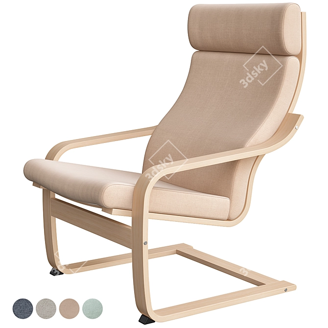 Poäng Birch Armchair: Stylish and Comfortable 3D model image 7