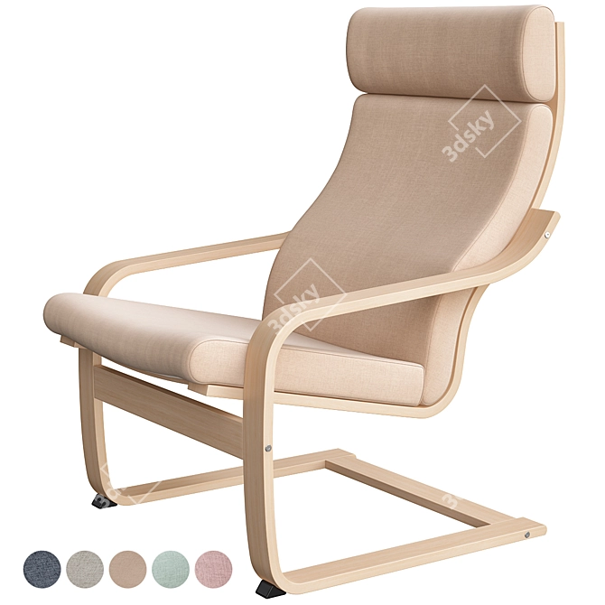 Poäng Birch Armchair: Stylish and Comfortable 3D model image 8