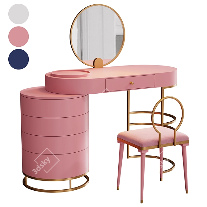 Swivel Mirror Makeup Vanity 3D model image 1