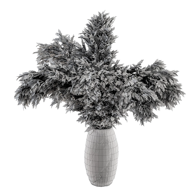 Stone Rock Vase with Dried Plants 3D model image 4