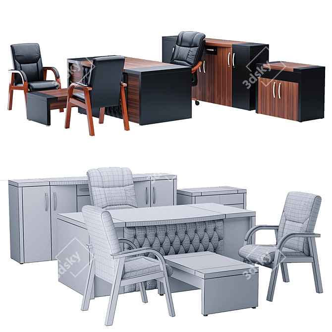 Executive Office Furniture Set 3D model image 2