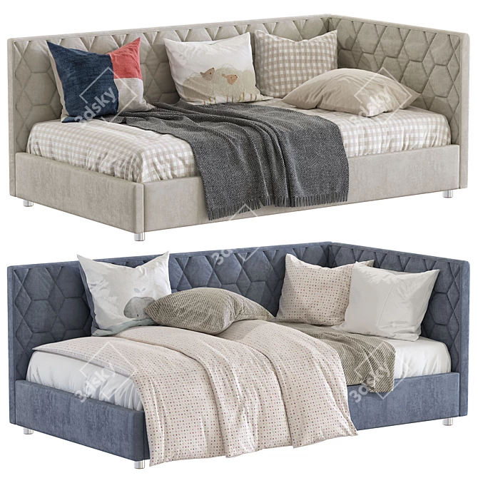Modern Convertible Sofa Bed: Dual Colors, 100x190cm 3D model image 1