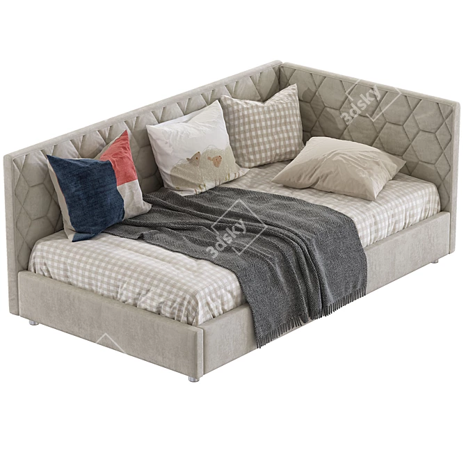 Modern Convertible Sofa Bed: Dual Colors, 100x190cm 3D model image 3