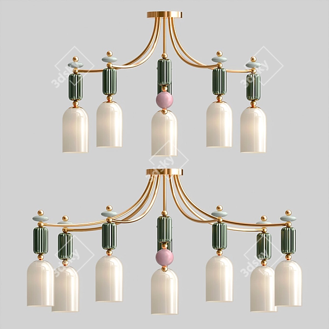 Iris Ceiling Chandelier: Elegant Light Fixture 3D model image 1