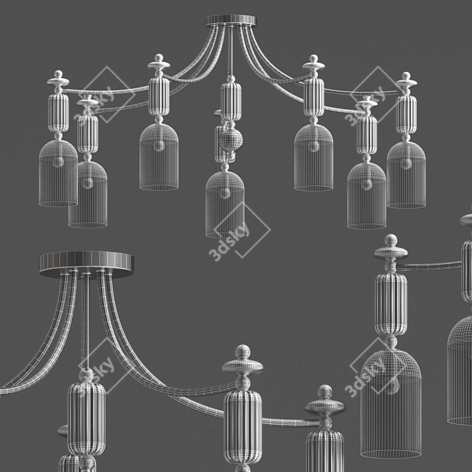 Iris Ceiling Chandelier: Elegant Light Fixture 3D model image 4